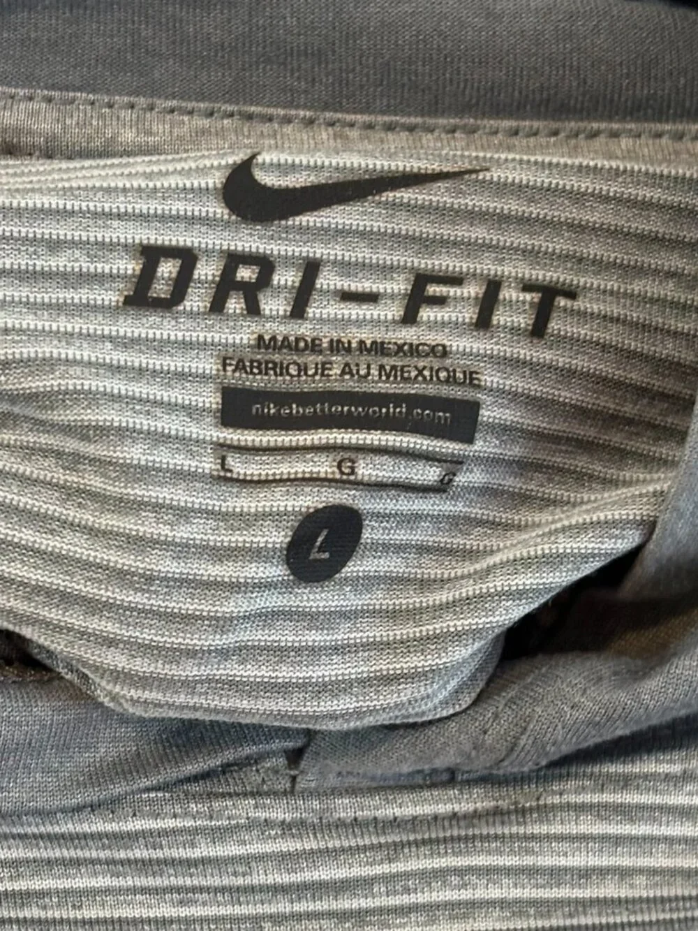 Nike Dri-Fit Hooded Long Sleeve Shirt Striped Gray L